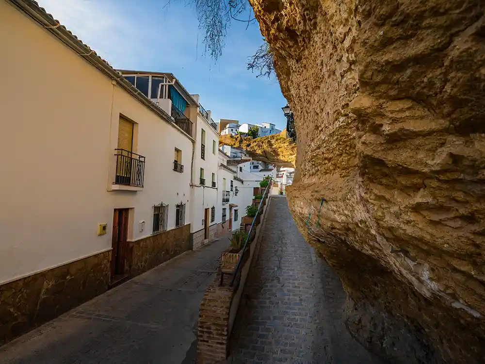 herreria street in setenil de las bodegas, spain