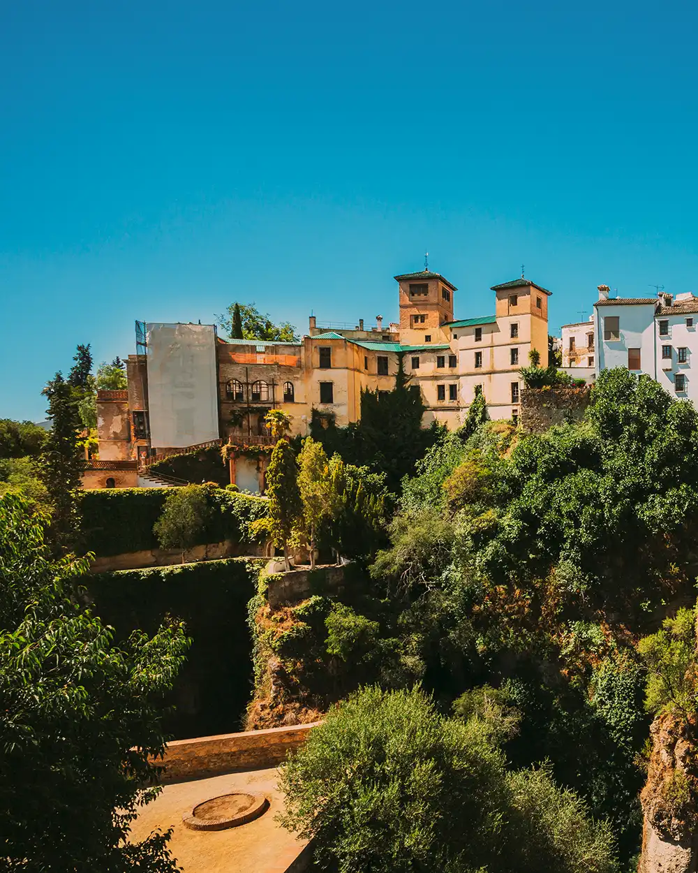 Ronda, Spain. Palacio Del Rey Moro And Hanging Gardens In Ronda, Spain. 14th Century Moorish Palace