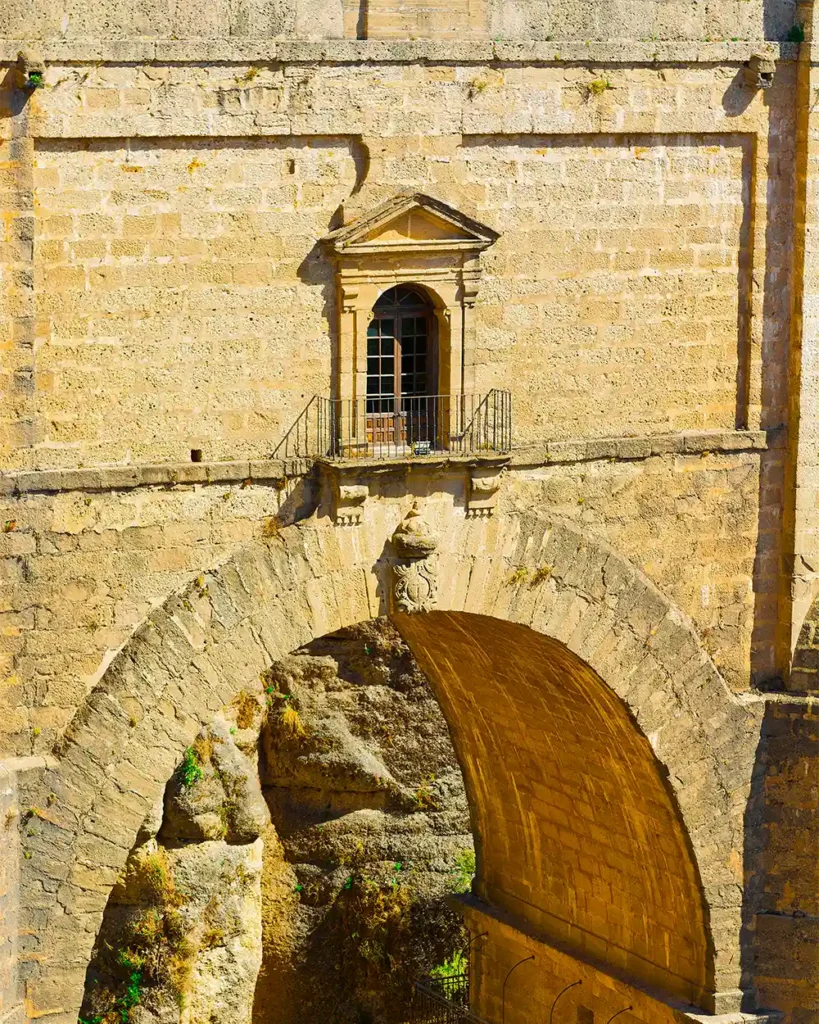 Puente Nuevo bridge in Ronda Spain spanning El Tajo gorge detail view